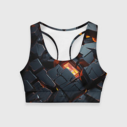 Женский спортивный топ Черные камни с разломами