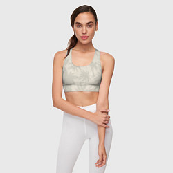 Топик спортивный женский Бежевые пальмы паттерн, цвет: 3D-принт — фото 2