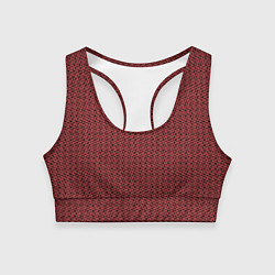 Топик спортивный женский Тёмно-красный текстурированный полосатый, цвет: 3D-принт