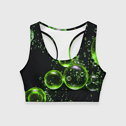 Топик спортивный женский Зеленые пузыри на черном, цвет: 3D-принт