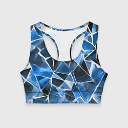 Женский спортивный топ Чёрно-синяя абстракция и белые полосы