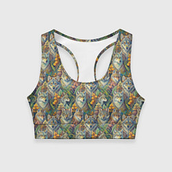 Топик спортивный женский Волки паттерн, цвет: 3D-принт