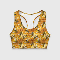 Топик спортивный женский Соты со пчелами, цвет: 3D-принт