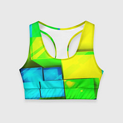Топик спортивный женский Зелёные кубы разломы, цвет: 3D-принт