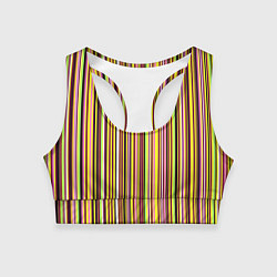 Топик спортивный женский Жёлто-розовый сочетание полосатое, цвет: 3D-принт