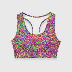Топик спортивный женский Паттерн разноцветная мелкая мозаика, цвет: 3D-принт