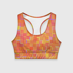 Женский спортивный топ Россыпь оранжевых квадратов
