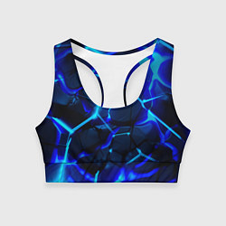 Женский спортивный топ Яркие голубые неоновые плиты в разломе