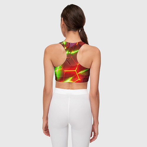 Женский спортивный топ Неоновые красные плиты с ярким светом / 3D-принт – фото 4