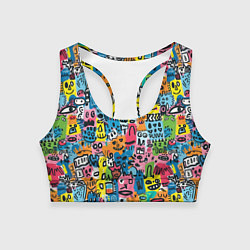 Женский спортивный топ Весёлые лица абстрактные