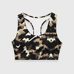 Топик спортивный женский Камуфляж сафари, цвет: 3D-принт
