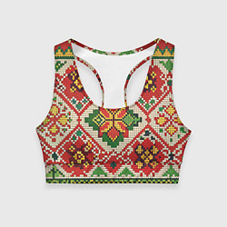 Топик спортивный женский Классические русские узоры и орнамент, цвет: 3D-принт