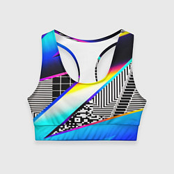 Женский спортивный топ Neon stripes geometry