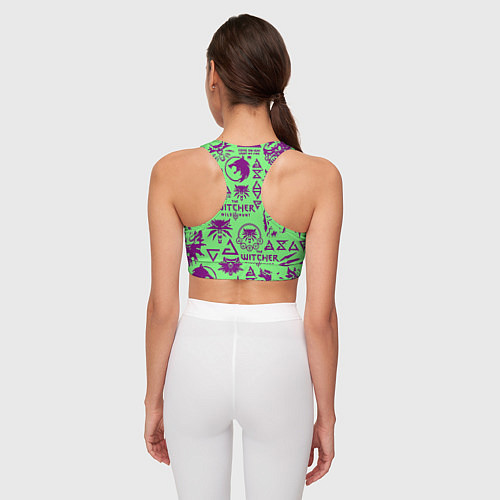 Женский спортивный топ Ведьмак паттерн логотипы / 3D-принт – фото 4