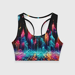 Топик спортивный женский Neon fantastic metropolis - vaporwave, цвет: 3D-принт