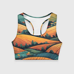 Топик спортивный женский Поля луга, цвет: 3D-принт