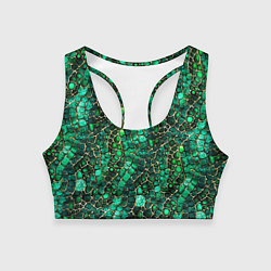 Женский спортивный топ Змеиная зелёная кожа