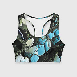 Топик спортивный женский Чёрно-синий камень, цвет: 3D-принт