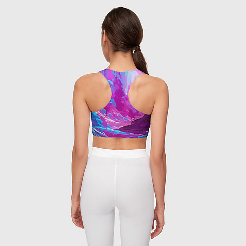 Женский спортивный топ Фиолетовая кислотная абстракция / 3D-принт – фото 4