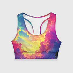 Топик спортивный женский Розовые облака на синем небе, цвет: 3D-принт