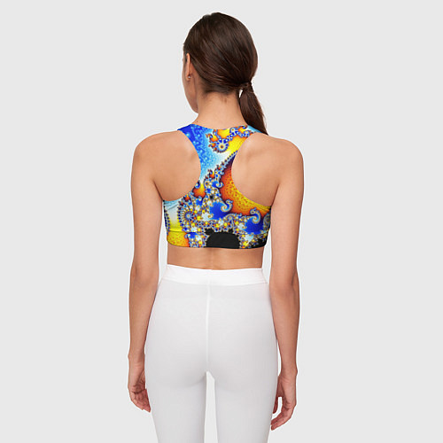 Женский спортивный топ Фрактальный узор текстура синий / 3D-принт – фото 4