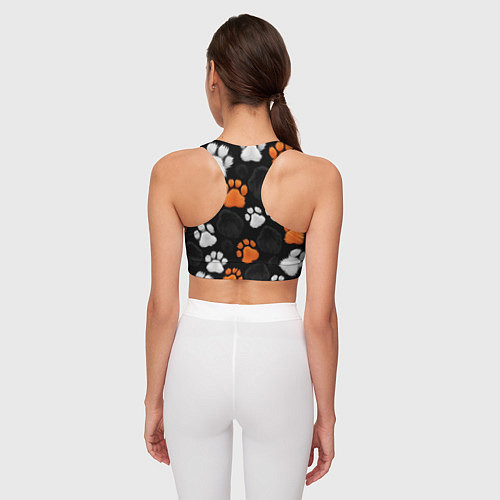 Женский спортивный топ Мохнатые лапки / 3D-принт – фото 4