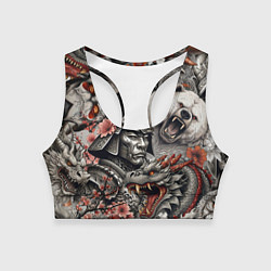 Женский спортивный топ Самурай дракон и японские мифические существа