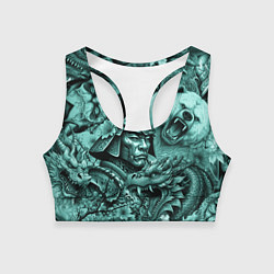 Женский спортивный топ Драконы самурай медведь и волк в стиле тату