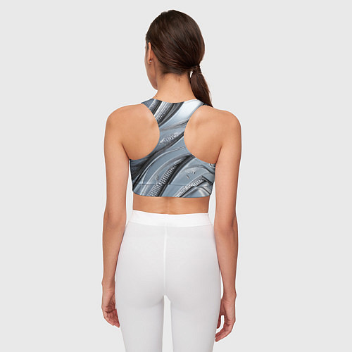Женский спортивный топ Полированный металл серебряный / 3D-принт – фото 4