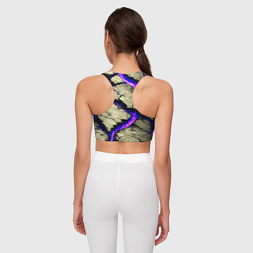 Женский спортивный топ Треснувший камень фиолетовый / 3D-принт – фото 4