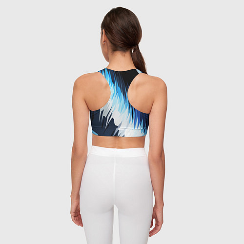 Женский спортивный топ Бело-синие острые полосы / 3D-принт – фото 4