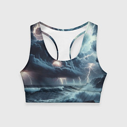 Женский спортивный топ Шторм на море - сверкание молний