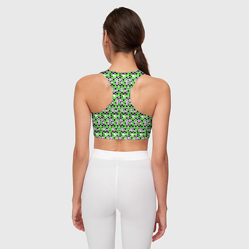 Женский спортивный топ Киберпанк шестиугольники зелёные / 3D-принт – фото 4