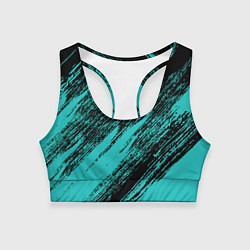 Топик спортивный женский The color is black and light blue, цвет: 3D-принт