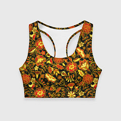Женский спортивный топ Цветочный золотой узор