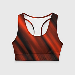 Женский спортивный топ Красно-оранжевый полосы текстурные с затемнением