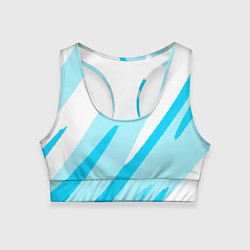 Женский спортивный топ Белый с голубым абстракция