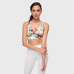 Топик спортивный женский Паттерн с переплетением цветов, цвет: 3D-принт — фото 2