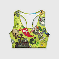 Топик спортивный женский Растения против зомби с героями, цвет: 3D-принт