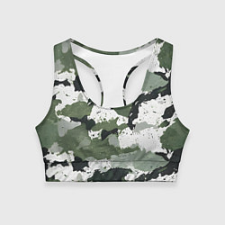 Женский спортивный топ Зеленый фактурный камуфляж