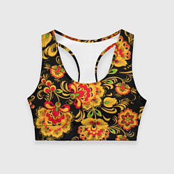 Топик спортивный женский Хохлома - роспись, цвет: 3D-принт