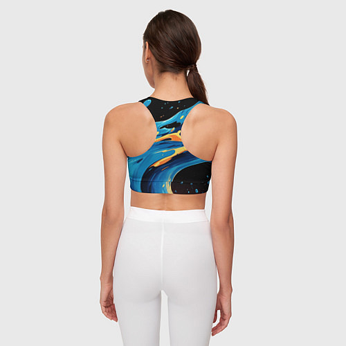 Женский спортивный топ Синяя волна из красок / 3D-принт – фото 4
