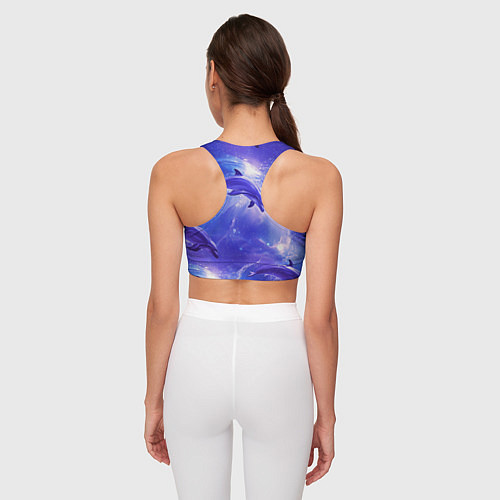 Женский спортивный топ Дельфины в волшебном море паттерн / 3D-принт – фото 4