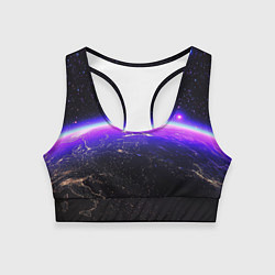 Женский спортивный топ Планета и неоновое свечение