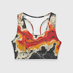 Женский спортивный топ Красно-черная потертая текстура