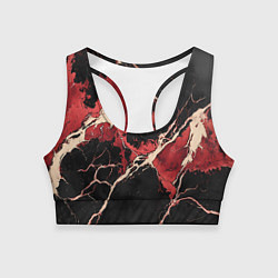 Женский спортивный топ Красно-черная потертая текстура