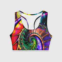 Женский спортивный топ Фрактальный узор неоновый