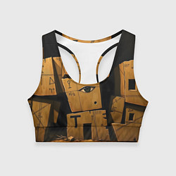 Топик спортивный женский Глаза в каменных домах, цвет: 3D-принт