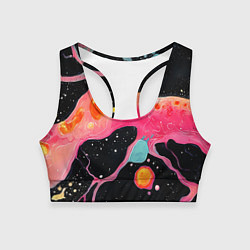 Топик спортивный женский Розовая текстура в черном, цвет: 3D-принт