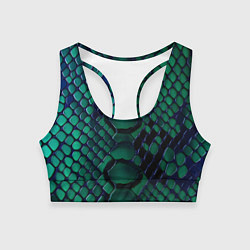 Топик спортивный женский Бирюзовая змеиная кожа, цвет: 3D-принт